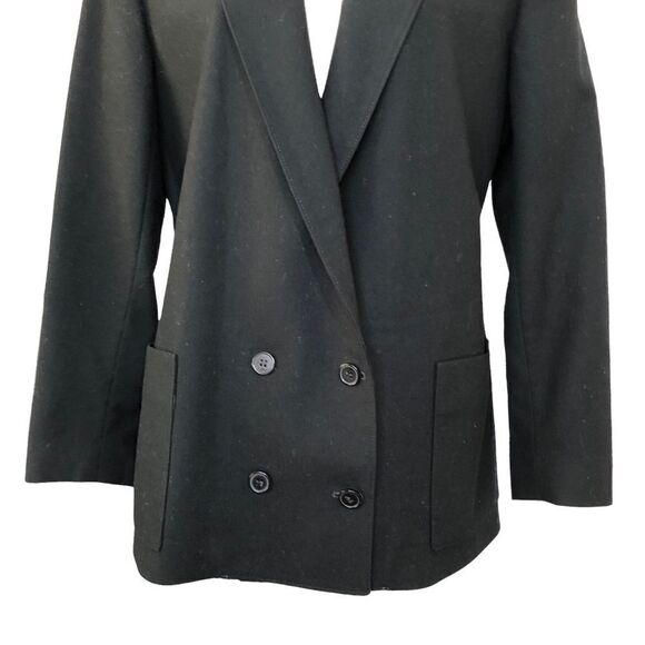 Talbots 100% Wool Made in USA Double Breasted Blazer Structured Size 10 Black - Picture 5 of 12